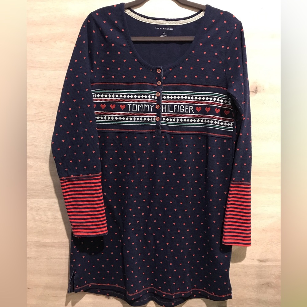 Tommy Hilfiger Night Gown Navy with red hearts